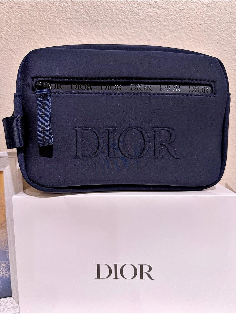Dior Trousse Pouch Navy Blue Cosmetic Bag